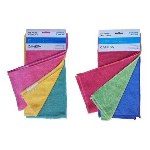 Kit 6 Panos Microfibra Multiuso 30x30cm Camesa Colorido