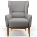 Ver imagem 5 de Kit Poltrona Decorativa Milena D02 com Puff Viseo Linho Cinza Escuro C-416 - Lyam Decor