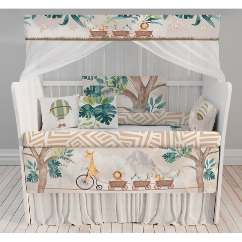 Kit Berço Enxoval de Bebê Safari Folhas Verde