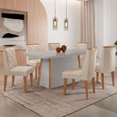 Ver imagem 1 de Mesa de Jantar Diane 180cm Tampo Mdf Vidro com 6 Cadeiras Isadora Moderna Mobília