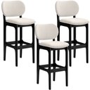 Ver imagem 1 de Kit 3 Banquetas Alta Bar Cozinha Sala Jantar Fixa Betta L02 Preto Linho Cru - Lyam Decor