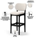 Ver imagem 4 de Kit 3 Banquetas Alta Bar Cozinha Sala Jantar Fixa Betta L02 Preto Linho Cru - Lyam Decor