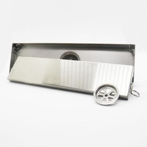 Ralo Invisivel Chapa Linear Inox Escovado Anti Odor Canto Banheiro 28x8