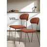 Kit 2 Cadeiras Jantar Moderna Design Lançamento Terracota/champagne Linho - 1