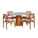 Ver imagem 2 de Conjunto Mesa com 4 Cadeiras de Madeira Maciça Rattan Natural e Estofada Daren Espresso Móveis