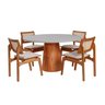 Conjunto Mesa com 4 Cadeiras de Madeira Maciça Rattan Natural e Estofada Daren Espresso Móveis - 2