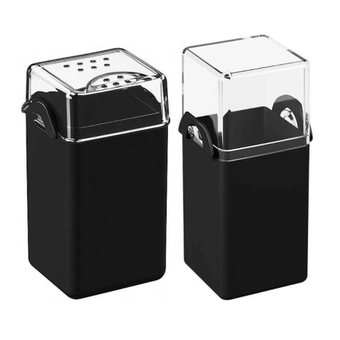 Kit Saleiro Pimenteiro Paliteiro Mesa Preto Coza Porta Condi