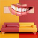 Ver imagem 2 de Quadro Decorativo Dentista Odontologia Consultórios Interiores Mosaico 5 Peças Com Moldura