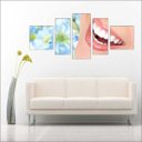 Ver imagem 3 de Quadro Decorativo Dentista Odontologia Consultórios Interiores Mosaico 5 Peças Com Moldura