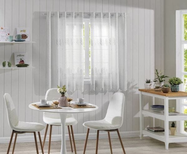 Cortina Cozinha Duplex 3,00 x 1,20 Bella Janela - Branco - 1