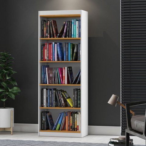 Livreiro Tália 4 Prateleiras 5 Nichos Branco Cinamomo