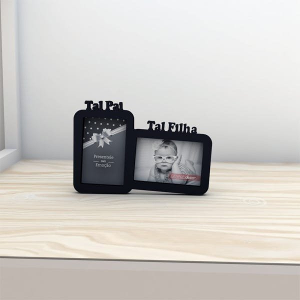 Porta-retrato Quadro Para Presentear Decorar Pais Tal Pai Tal Filha Preto - 3