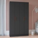 Ver imagem 1 de Guarda-roupa Solteiro 4 Portas Lyon 8 Prateleiras Preto - Pnr Móveis