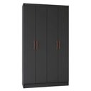 Ver imagem 3 de Guarda-roupa Solteiro 4 Portas Lyon 8 Prateleiras Preto - Pnr Móveis