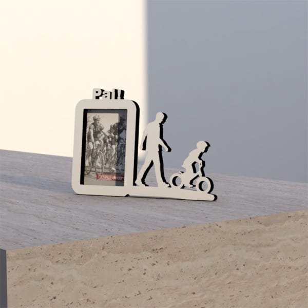 Porta-retrato Quadro Para Presentear Decorar Pais Pai Bike Presente Criativo Branco - 3