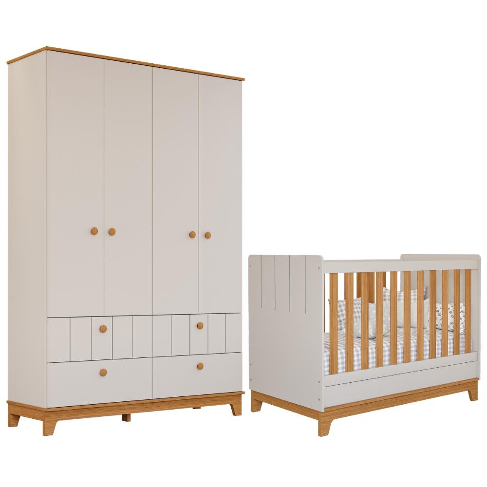 Quarto Bebê Completo Berço Americano Guarda Roupas 100% Mdf