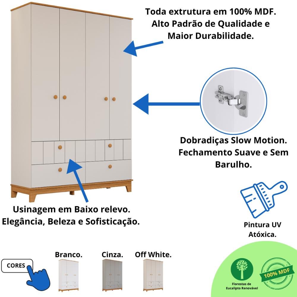 Quarto Bebê Completo Berço Americano Guarda Roupas 100% Mdf - 6