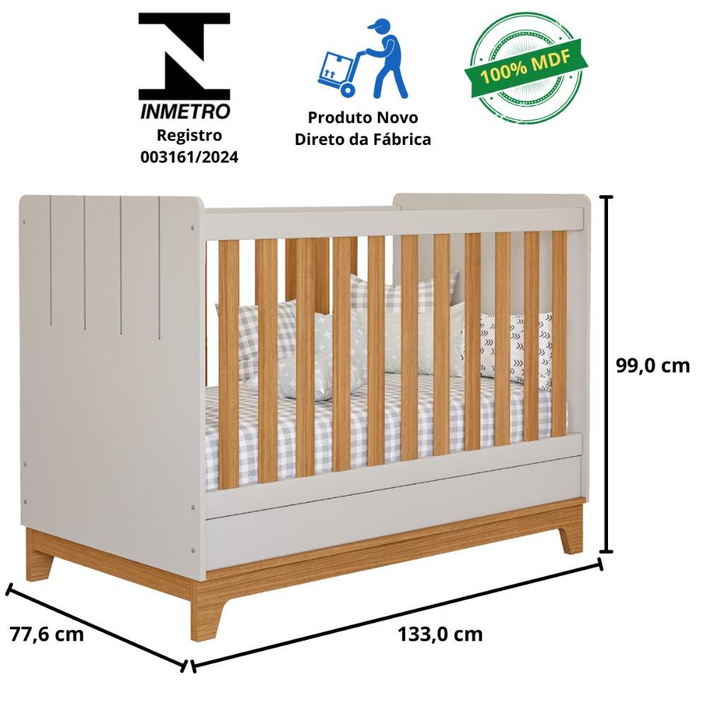 Quarto Bebê Completo Berço Americano Guarda Roupas 100% Mdf - 5