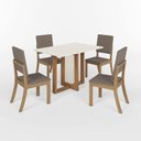 Ver mais imagens de Conjunto Sala de Jantar Mesa Natalí 4 Lugares Tampo MDF Base Cruz Nature e Off White 120cm Móveis