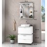 Conjunto Gabinete para Banheiro + Armário com Espelho + Gaveteiro Vita 60cm com Vidro Branco - 3