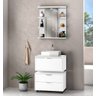 Conjunto Gabinete para Banheiro + Armário com Espelho + Gaveteiro Vita 60cm com Vidro Branco - 1