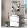 Conjunto Gabinete para Banheiro + Armário com Espelho + Gaveteiro Vita 60cm com Vidro Branco - 2
