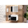 Conjunto Gabinete Banheiro c/ Espelho e Armário - CJ Viena 60 Branco / Preto - 2