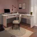 Ver imagem 1 de Escrivaninha Mesa para Escritório em L Cannes Branco
