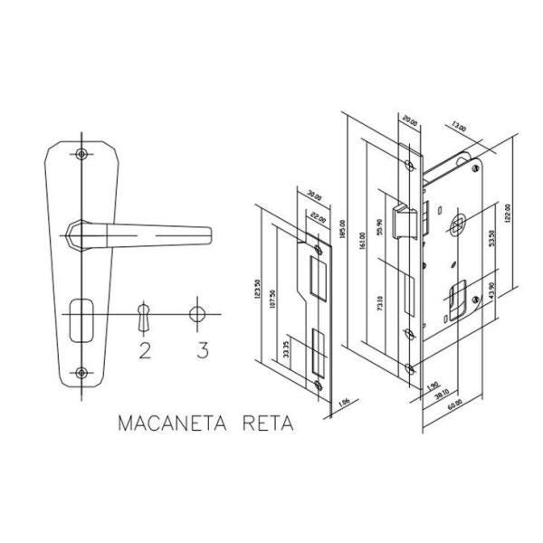 Fechadura Interna Soprano Pop Line, Zincado e Inox - POPLINE-4053-PY-E11 - 2