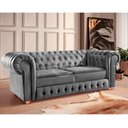 Ver imagem 3 de Namoradeira Chesterfield Bourbon 3 Lugares Via Encanto Veludo Cinza Claro