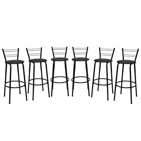 Kit 6 Banquetas para Balcão Bancada Cozinha Bistrô Ilhas Gourmet Bares Banco Flórida Preta