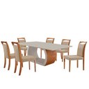 Ver imagem 2 de Mesa Ellis 180cm Tampo Laqueado com Vidro com 6 Cadeiras Munique
