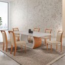 Ver imagem 1 de Mesa Ellis 180cm Tampo Laqueado com Vidro com 6 Cadeiras Munique