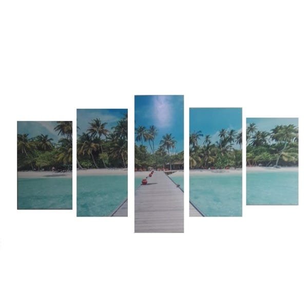 Quadro Decorativo MDF 5 Peças - Praia - Carisma - 1