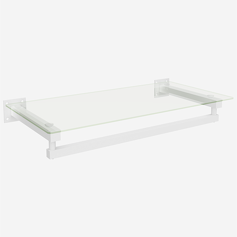 Estante Prateleira de Vidro Para Parede com Arara Quadrada Leve 60cm Comac - Branco