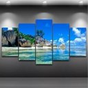 Ver imagem 1 de Quadro Mosaico Paisagem Praia 5 Peças 1,20x0,70cm Ref 07