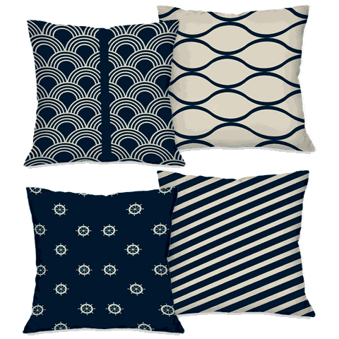 Kit com 4 Capas para Almofadas Decorativas Abstrato Conchas