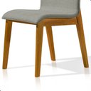 Ver imagem 5 de Kit 4 Cadeira de Jantar Estofada Alice Linho Cinza Base Madeira Castanho