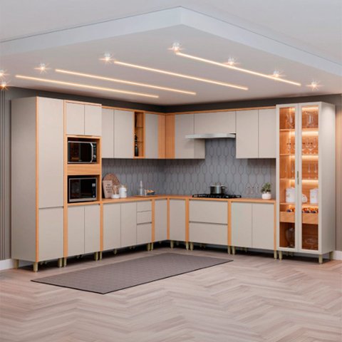 Cozinha Modulada Allure Linea Brasil 14 Peças 21 Portas 3 Gavetas com Tampo