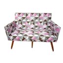 Ver imagem 1 de Namoradeira Nina Decorativa Suede Triângulo Rosa 2 Lugares Pés Madeira Ms Decor