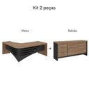 Ver imagem 5 de Conjunto Escritório Completo 2 Peças Mesa Diretor em L Tamburato Balcão com Gavetas Multiuso Nogal Preto Marrom Artany