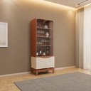 Ver imagem 1 de Cristaleira com 4 Portas e 3 Prateleiras Dj Móveis Joile Freijó Off White