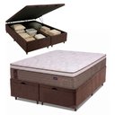 Ver imagem 1 de Cama Box Baú Casal Queen Colchão Molas Ensacadas Guarda Costas Alameda Probel 158x198x71cm Suede