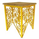 Ver imagem 2 de Mesa de Canto de Ferro e Madeira de Demolição Rústica Artesanal para Quarto - Amarelo