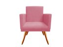 Ver imagem 3 de Kit Namoradeira + 2 Poltronas Decorativa Nina + Puff Redondo Suede Rosa Pés Madeira Mz Decor