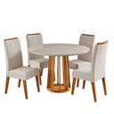 Ver imagem 2 de Conjunto Sala de Jantar 4 Lugares Redondo Tampo de Vidro e MDF Fidelis Yescasa Off White/Mel/Pastel