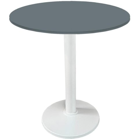 Mesa Zeta Ferro Branco 75 Cm (alt) Disco Redondo Tampo Mdp Redondo 80 Cm (larg) X 2,50 Cm Alt