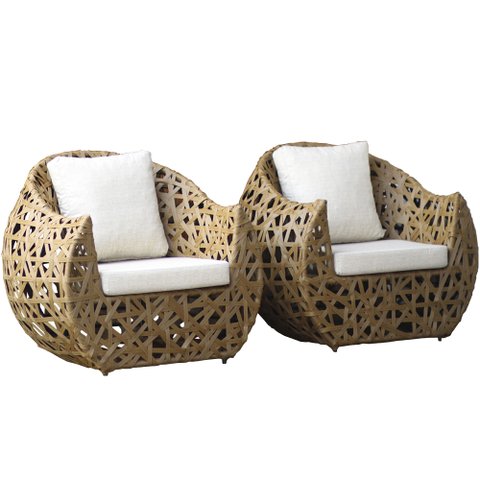 Conjunto de Poltronas Dubai - Jardim, Sala, Área - Tabaco