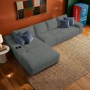 Ver imagem 1 de Sofá Evo 3,40m Molas Ensacadas com Chaise Lounge Esquerda Velourê Cinza Escuro Cama Inbox