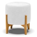 Ver imagem 1 de Puff Stella Corano Branco Base Madeira Castanho - D’Rossi